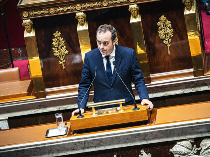 Portrait of France s Prime Minister Sebastien Lecornu during his speech at the speaker s p