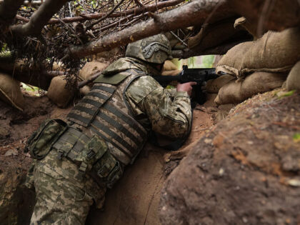 Ukrainian soldiers, who are still undergoing their leadership training course as part of t