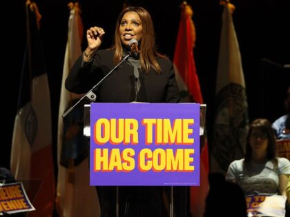 NEW YORK, NEW YORK - OCTOBER 13: Attorney General Letitia James speaks during a New York C