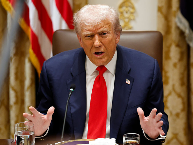 GettyImages-2241041251 WASHINGTON, DC - OCTOBER 14: U.S. President Donald Trump speaks during a meeting with Pres