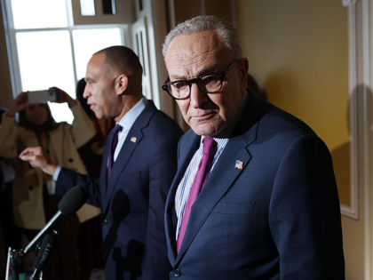 WASHINGTON, DC - OCTOBER 16: U.S. House Minority Leader Hakeem Jeffries (D-NY) and Senate