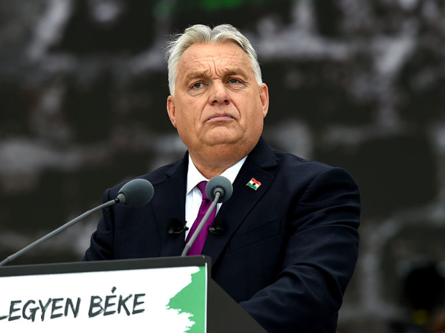 GettyImages-2242504086 Viktor Orban, Prime Minister of Hungary, speaks in Budapest, Hungary, on October 23, 2025,