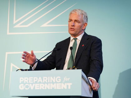 Danny Kruger speaking during a Reform UK press conference at Church House Westminster in L
