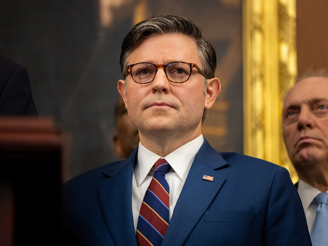 GettyImages-2243377335 WASHINGTON, DC - OCTOBER 28: Speaker of the House Mike Johnson (R-LA) is seen during a pre