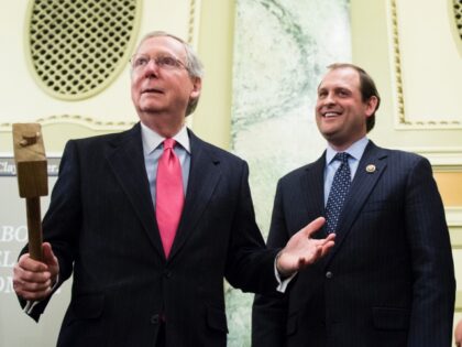 UNITED STATES - FEBRUARY 3: From left, Senate Majority Leader Mitch McConnell, R-Ky., Rep.