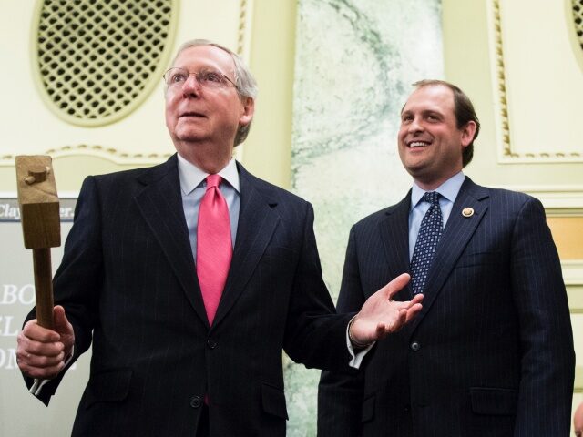Bourbon Barrel of Compromise Reception UNITED STATES - FEBRUARY 3: From left, Senate Majority Leader Mitch McConnell, R-Ky., Rep.