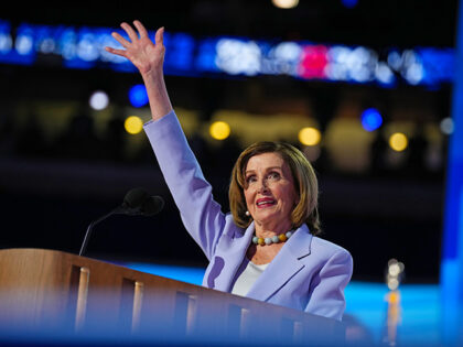 Former House Speaker Rep. Nancy Pelosi (D-CA) arrives to speak on stage during the third d