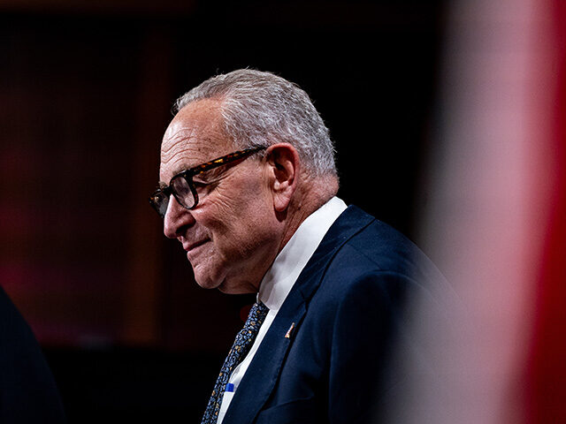 Senate Minority Leader Chuck Schumer, a Democrat from New York, during a news conference a