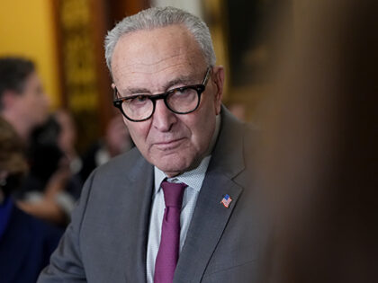 Senate Minority Leader Chuck Schumer, a Democrat from New York, during a news conference f