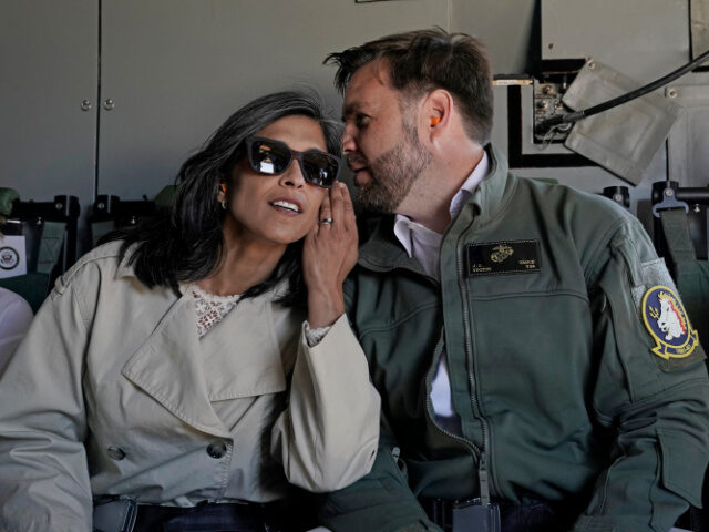 JD and Usha Vance US Vice President JD Vance (R) and US Second Lady Usha Vance chat following an amphibious
