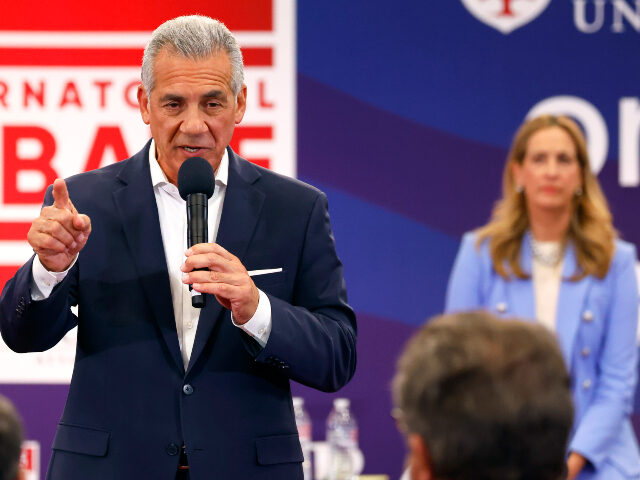 Republican Jack Ciattarelli responds to questions during the first general election gubern