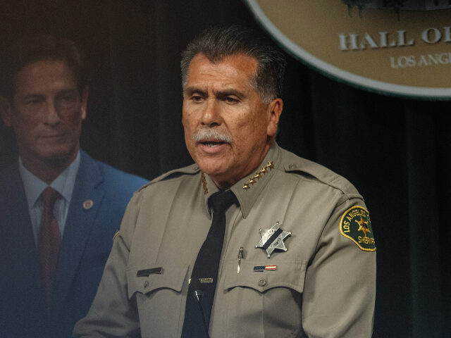Los Angeles County Sheriff Robert G. Luna speaks at a news conference at the Hall of Justi