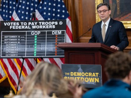 WASHINGTON DC, UNITED STATES - OCTOBER 13: Speaker Mike Johnson (R-LA) speaks during a pre