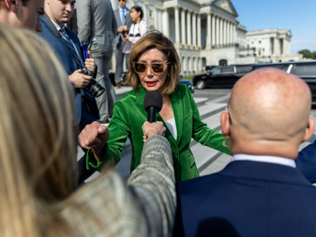 Speaker Emerita Nancy Pelosi (D-CA) responds to a question following a press conference on