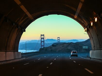 SAN FRANCISCO, CA - NOVEMBER 10: A view of Robin Williams Tunnel and Golden Gate Bridge du
