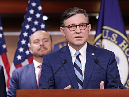 WASHINGTON, DC - OCTOBER 16: U.S. Speaker of the House Mike Johnson (R-LA) speaks at a pre