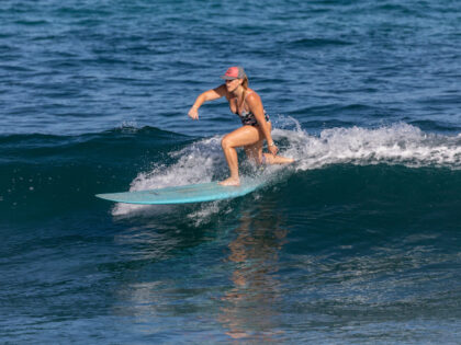 Surfer enjoys the waves at La Fortuna beach located in the Eastern Cape on June 03, 2023 i