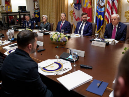 US President Donald Trump, right, and Volodymyr Zelenskiy, Ukraine's president, left,