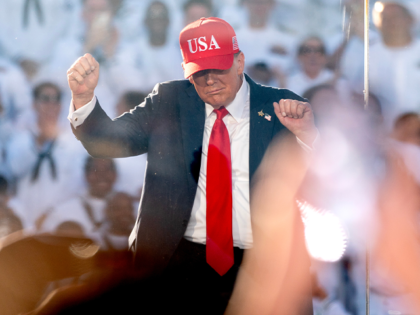 President Donald Trump dances to the YMCA during a celebration for the 250th anniversary o