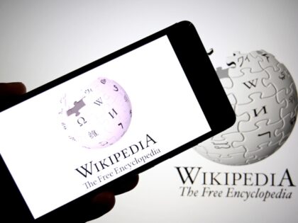Wikipedia logo on phone