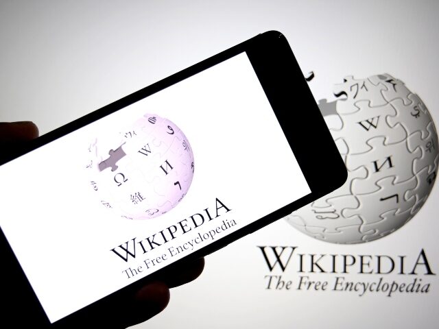 Wikipedia logo on phone