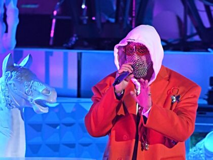 Puerto Rican singer Bad Bunny performs during the 20th Annual Latin Grammy Awards in Las V