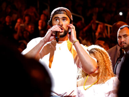 LOS ANGELES, CALIFORNIA - FEBRUARY 05: Bad Bunny performs onstage during the 65th GRAMMY A