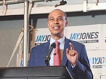 Jay Jones addresses supporters after winning the Democratic nomination for Virginia Attorn