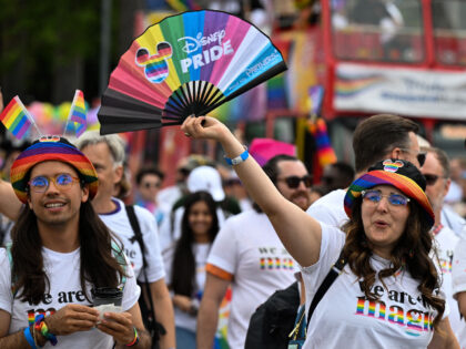 People march with Disney Pride at the 2023 LA Pride Parade on June 11, 2023 in Hollywood,