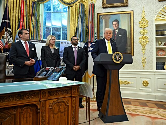 donald trump address US President Donald Trump speaks as (L-R) Deputy Attorney General Todd Blanche, Attorney G