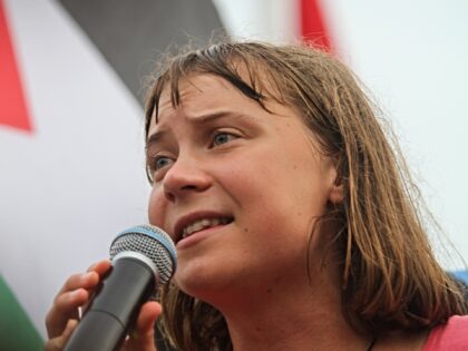 Greta Thunberg speaks at Sidi Bou Said Port in support of the Global Sumud Flotilla on 07