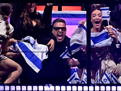 Russian-Israeli singer Eden Golan representing Israel with the song "Hurricane"reacts duri