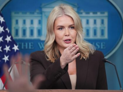 White House press secretary Karoline Leavitt speaks at a press briefing in the James Brady