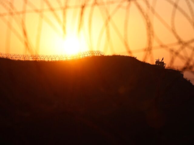 DMZ, SOUTH KOREA - DECEMBER 12: The sun rise over the South Korean guard post during a mut