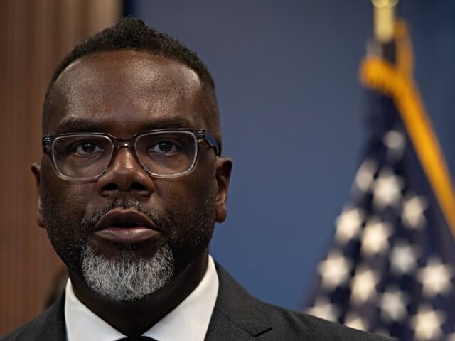 CHICAGO, ILLINOIS - SEPTEMBER 02: Chicago Mayor Brandon Johnson speaks during a press conf