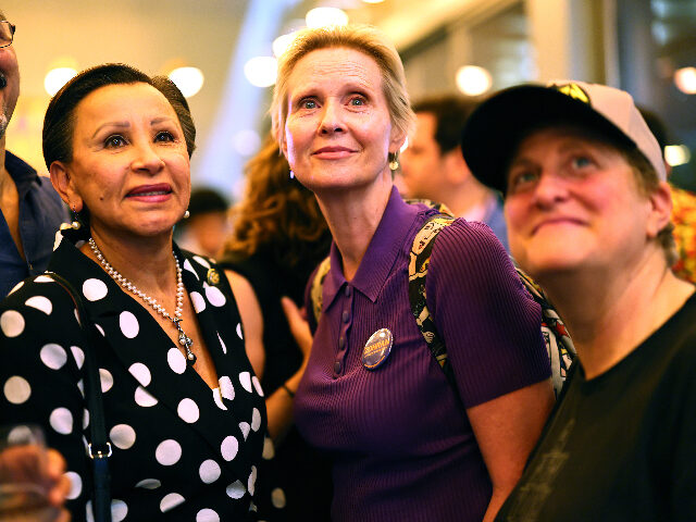 nixonformamdani NEW YORK, NEW YORK - JUNE 24: U.S. Rep Nydia Velazquez (D-NY) (L) and actress Cynthia Nixo