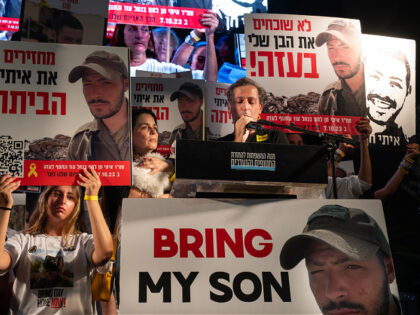 TEL AVIV, ISRAEL - 2025/10/11: The parents of the fallen hostage Itay Chen, stand on the H