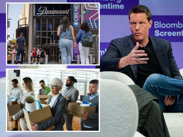 David Ellison, chairman and chief executive officer of Paramount Skydance Corp., right, du