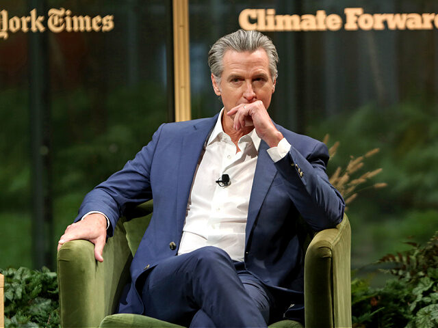 NEW YORK, NEW YORK - SEPTEMBER 24: Governor Gavin Newsom speaks onstage during the NYT Cli