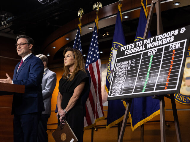 shutdown chart Mike Johnson House Speaker Mike Johnson (R-LA) speaks to the press at the U.S. Capitol on October 17, 2