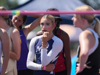 Transgender athlete AB Hernandez of Jurupa Valley waits for the start of the girls high ju