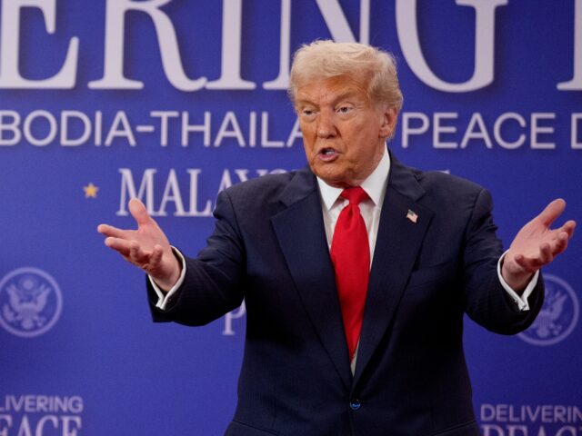 KUALA LUMPUR, MALAYSIA - OCTOBER 26: U.S. President Donald Trump speaks after presiding ov
