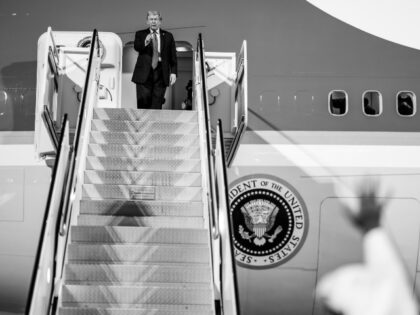 President Donald Trump bids farewell to Qatar’s Emir Sheikh Tamim bin Hamad Al-Thani and