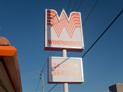 A sign for a 24 hour Whataburger is seen in Phoenix Arizona. (Photo by Epics/Getty Images)