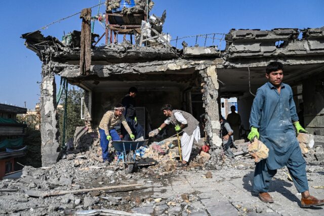Several buildings in the Afghan capital were completely destroyed by explosions this week