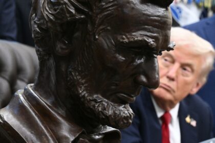 US President Donald Trump unveiled a marble-heavy makeover to the Lincoln Bathroom