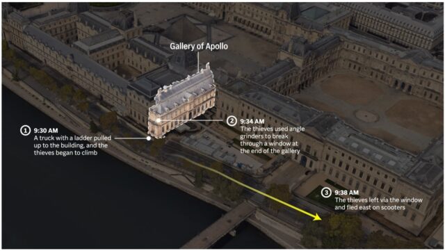 Louvre-Heist-Map The Associated Press