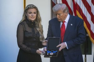 Erika Kirk accepts Medal of Freedom for slain husband Charlie Kirk