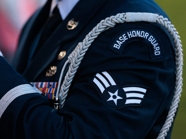 Air Force uniform COMMERCE CITY, COLORADO - MAY 10: A detailed view of a U.S. Air Force Base Honor Guard uni