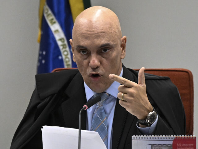 Brazilian Supreme Court Judge Alexandre de Moraes speaks during hearings involving former
